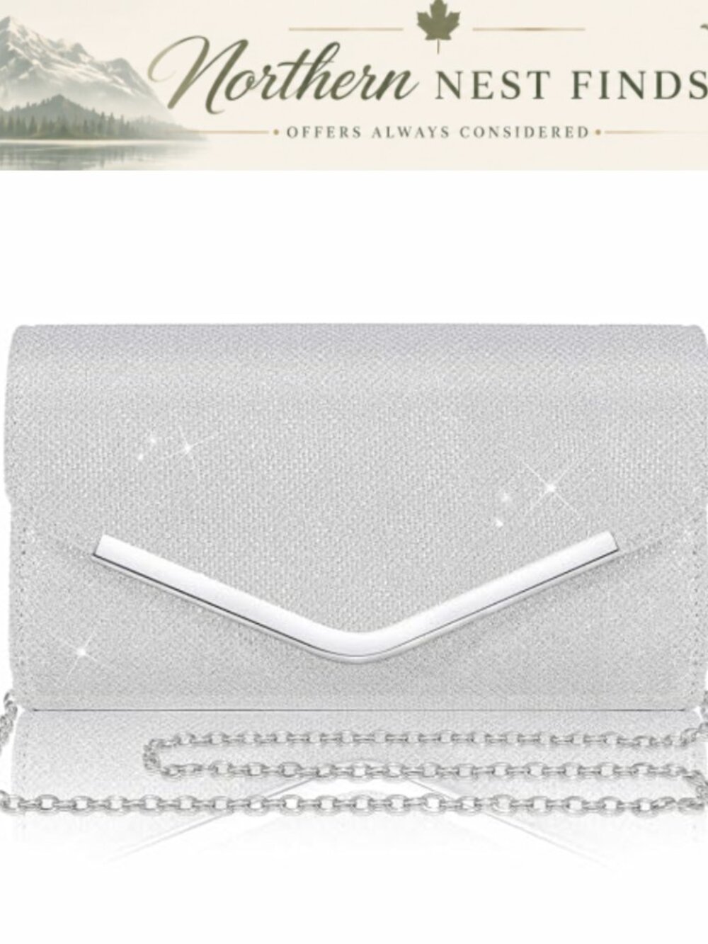Envelope Clutch Evening Bag with 2 Removable Chain Straps for Formal Events